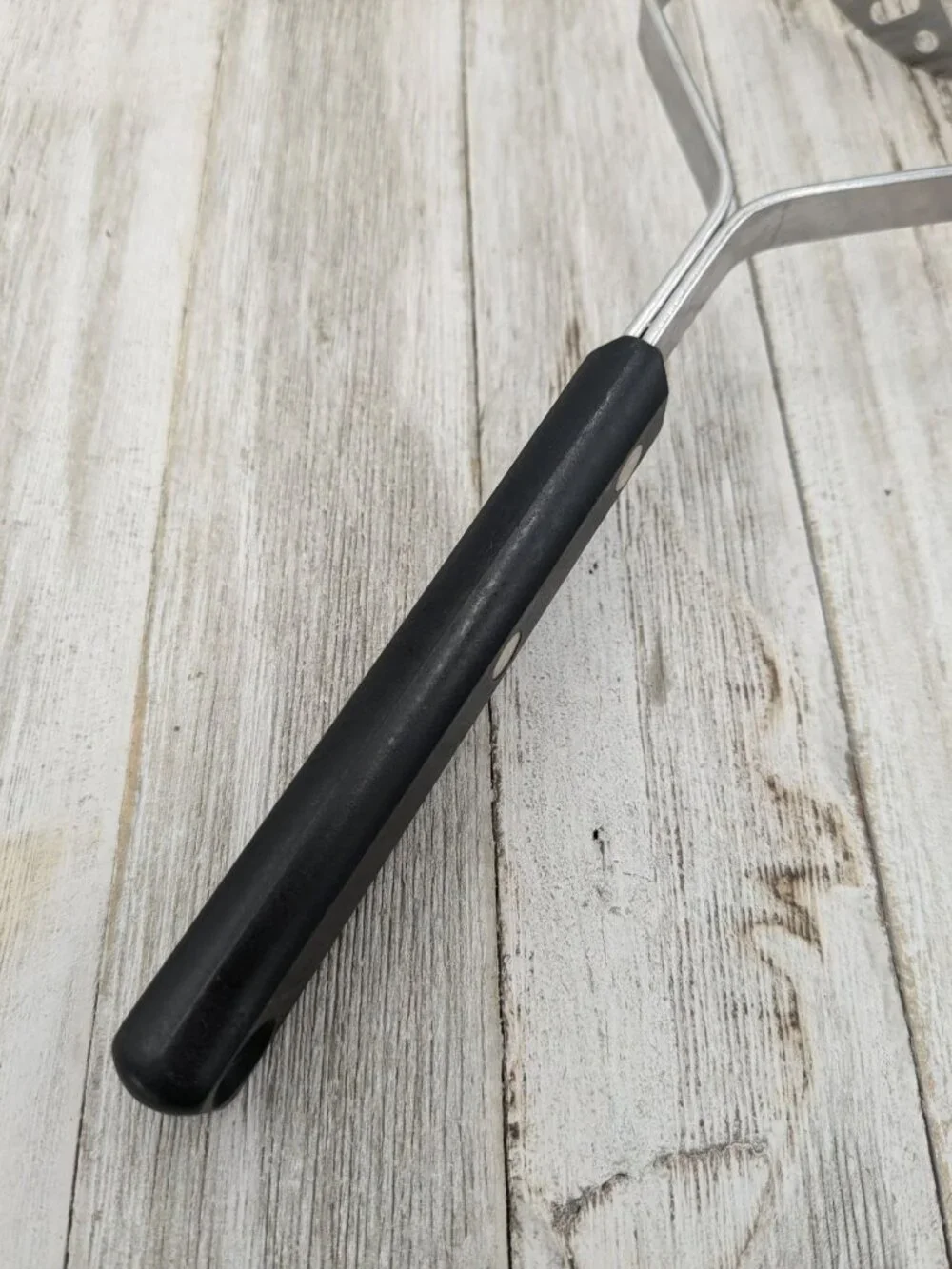 Vintage EKCO Forge #1 Potato Vegetable Masher Black Handle Utensil 9